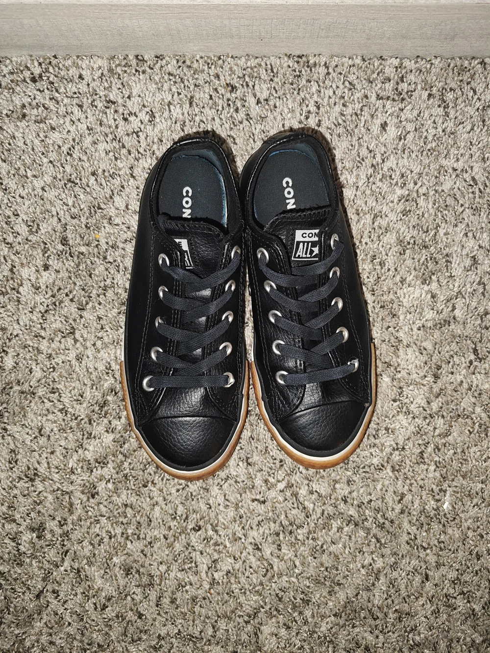 Converse Chuck Taylor All Star Leather Ox sneakers Blk Youth Size 13c
